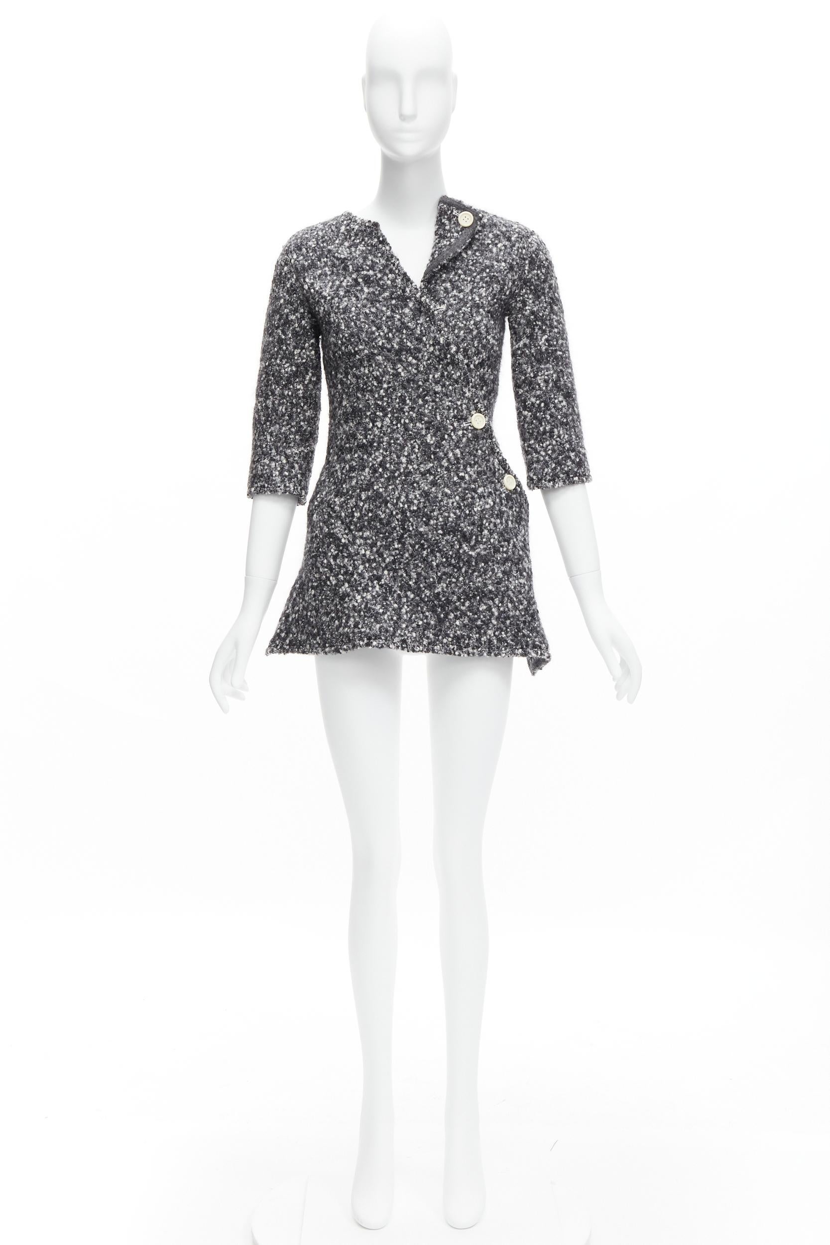 OLD CELINE Runway Phoebe Philo 2014 top diagonal bies lana gris FR34 XS en venta 6
