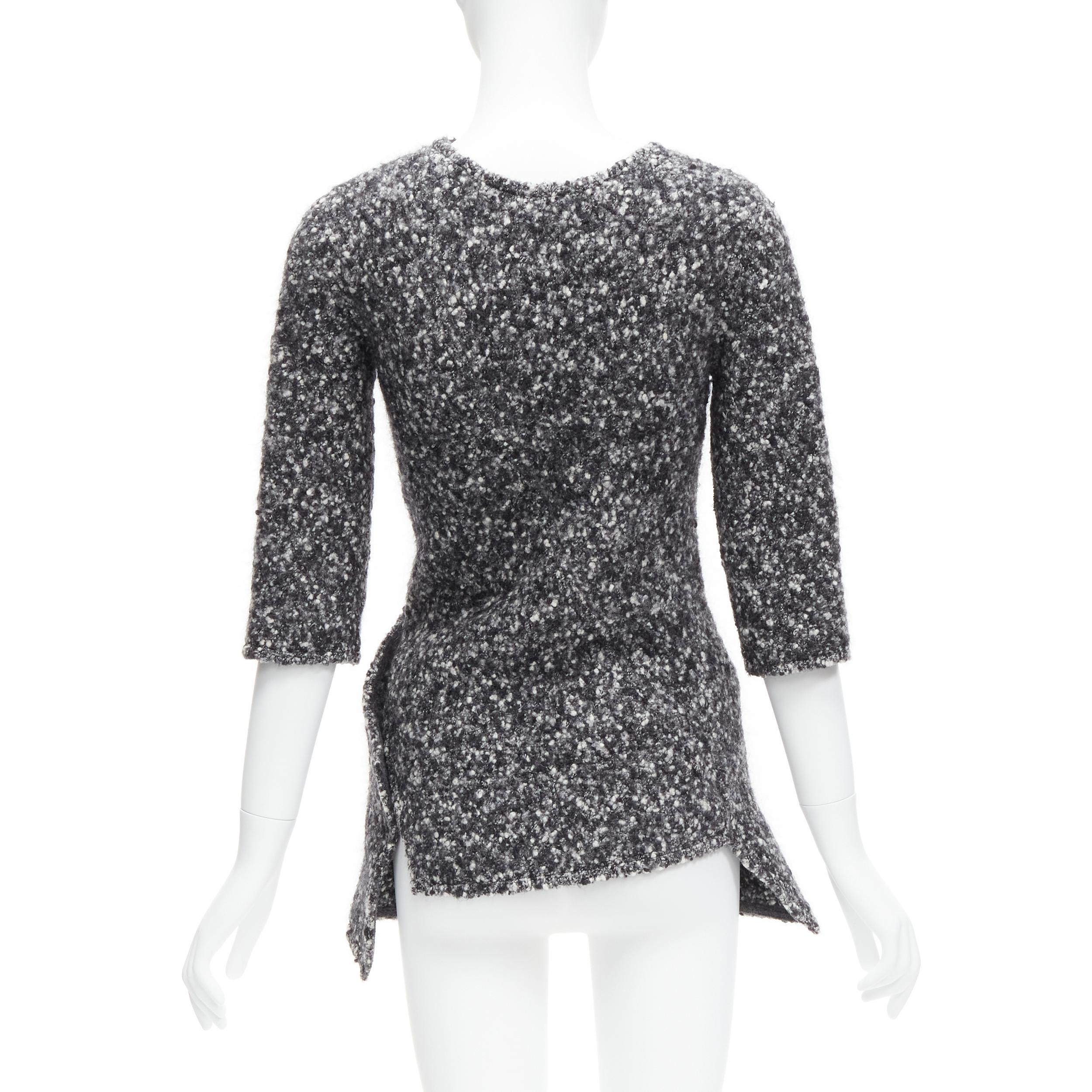OLD CELINE Runway Phoebe Philo 2014 top diagonal bies lana gris FR34 XS en venta 1