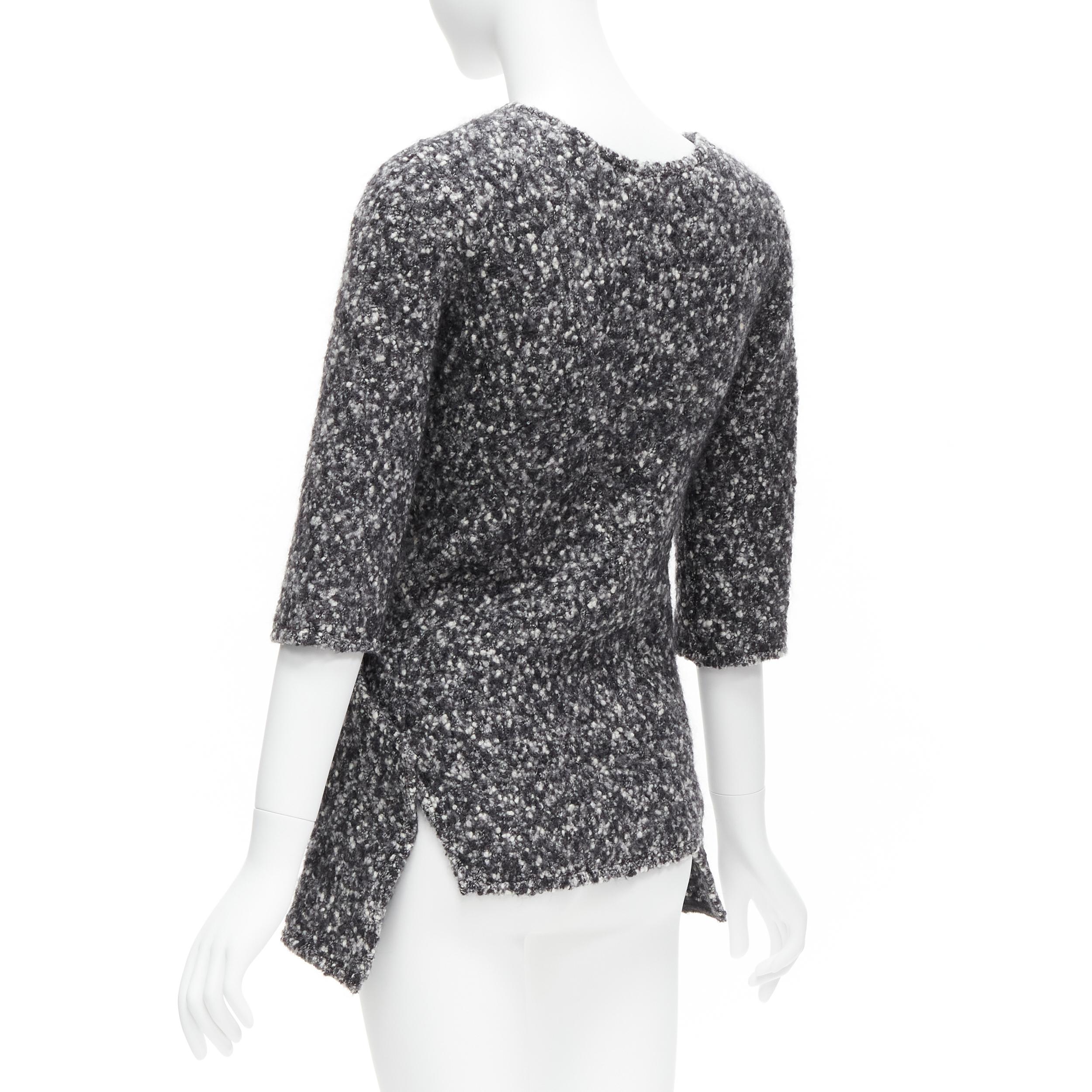 OLD CELINE Runway Phoebe Philo 2014 top diagonal bies lana gris FR34 XS en venta 2