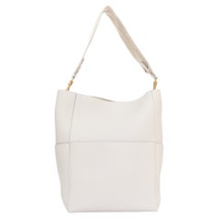 OLD CELINE Seau Sangle grey grained calfskin wool canvas strap bucket bag