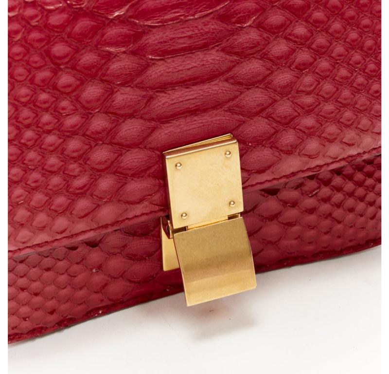OLD CELINE Small Classic Box Bag red scalred leather gold clasp crossbody bag 1