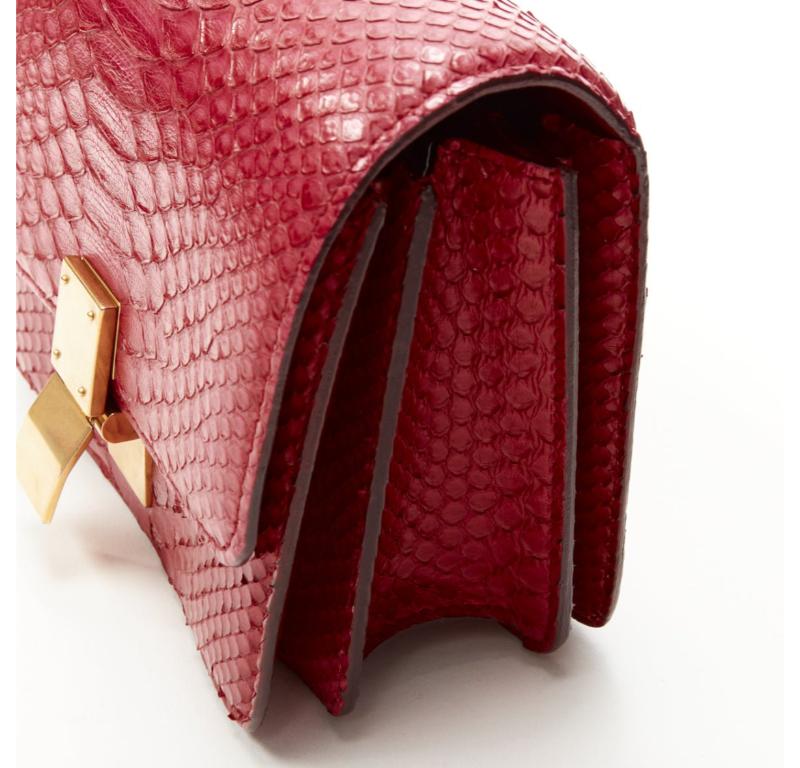 OLD CELINE Small Classic Box Bag red scalred leather gold clasp crossbody bag 2