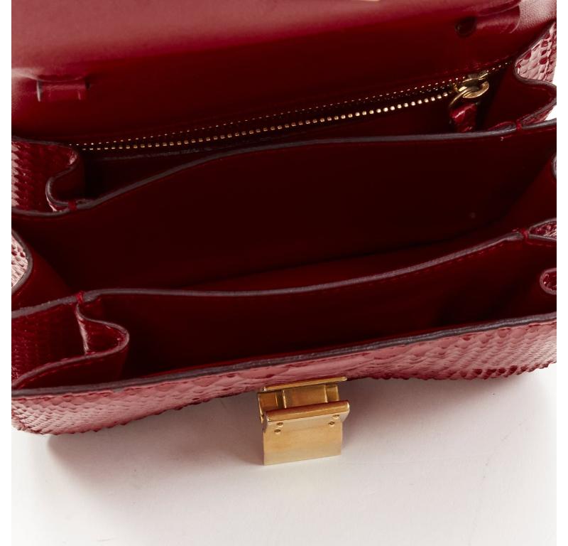 OLD CELINE Small Classic Box Bag red scalred leather gold clasp crossbody bag 3