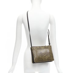 OLD CELINE Small Trio braun geschupptes Leder abnehmbare Umhängetasche