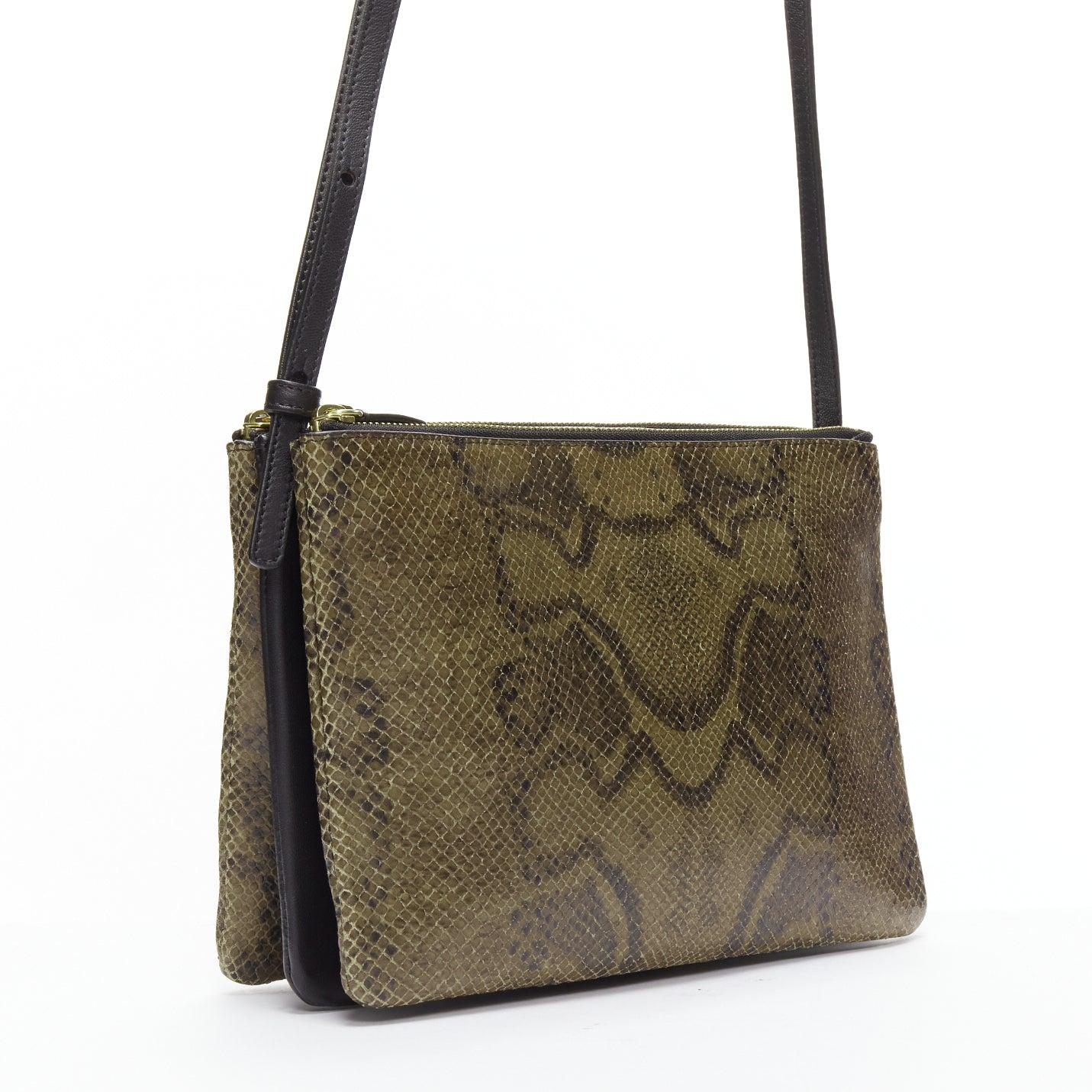 Grigio VECCHIA Celine Small Trio marrone in pelle squamata, borsa a tracolla staccabile in vendita