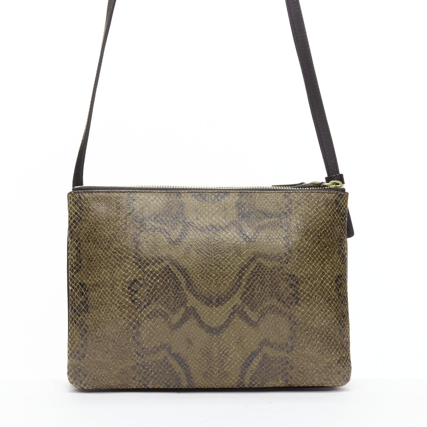 Donna VECCHIA Celine Small Trio marrone in pelle squamata, borsa a tracolla staccabile in vendita