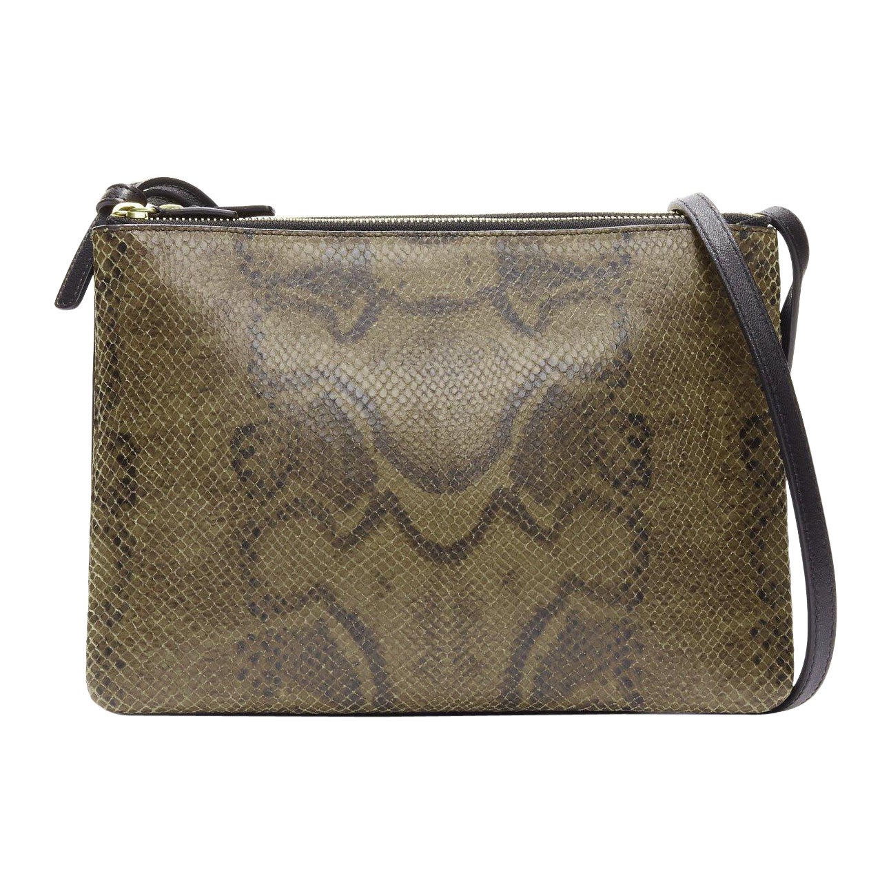 OLD CELINE Bolso bandolera desmontable pequeño Trio de piel escamada marrón en venta