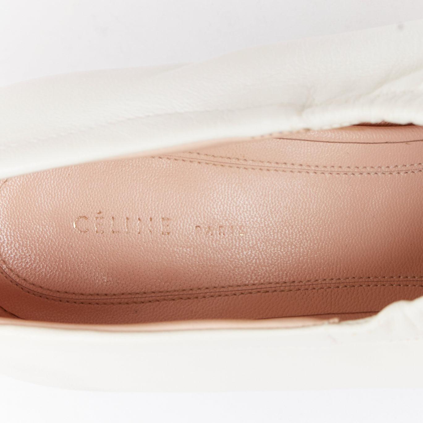 OLD CELINE Garganta crema piel lisa bailarina negro coned tacón bombas EU35 en venta 4