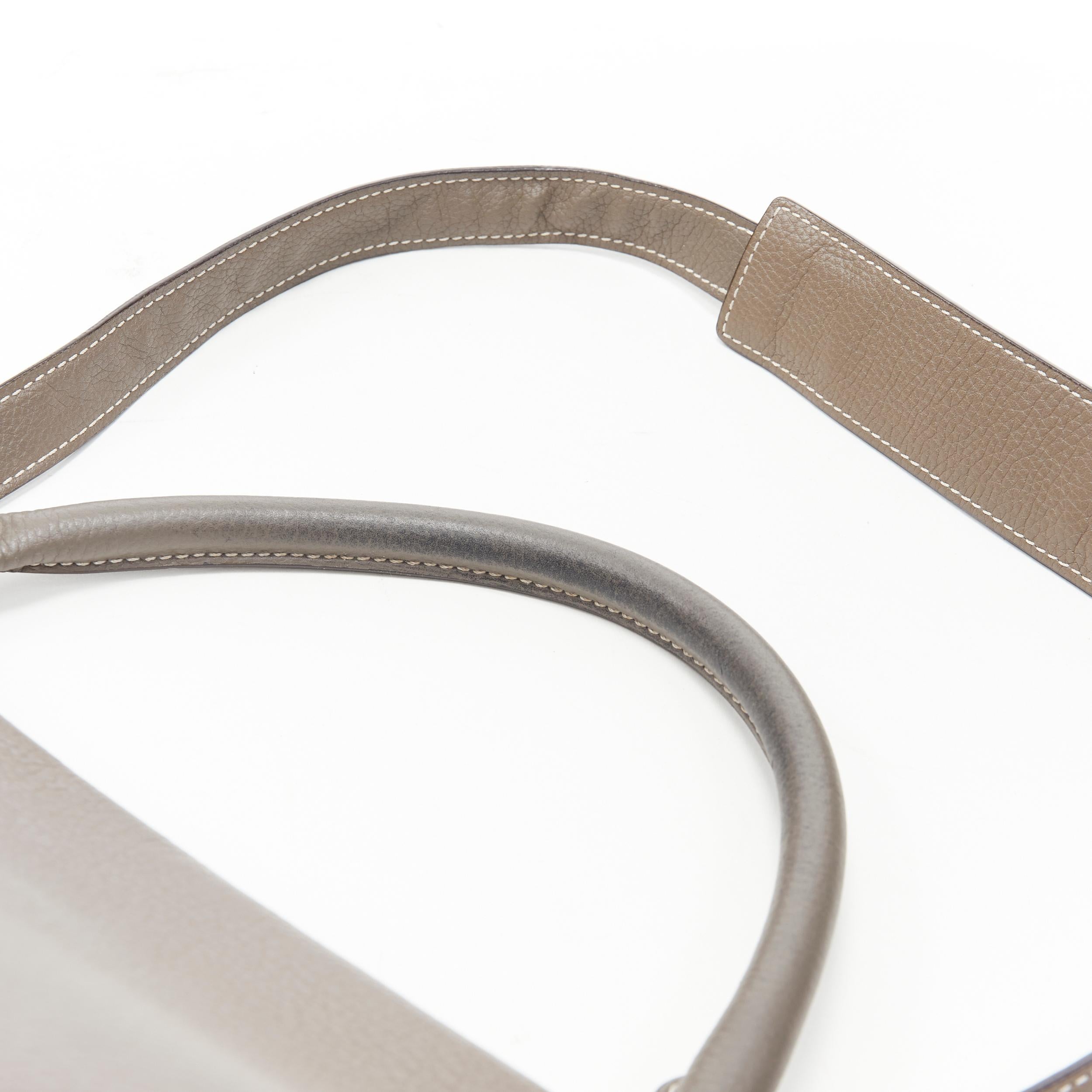 OLD CELINE Trapeze grey leather suede flap top handle flap satchel shoulder bag For Sale 5