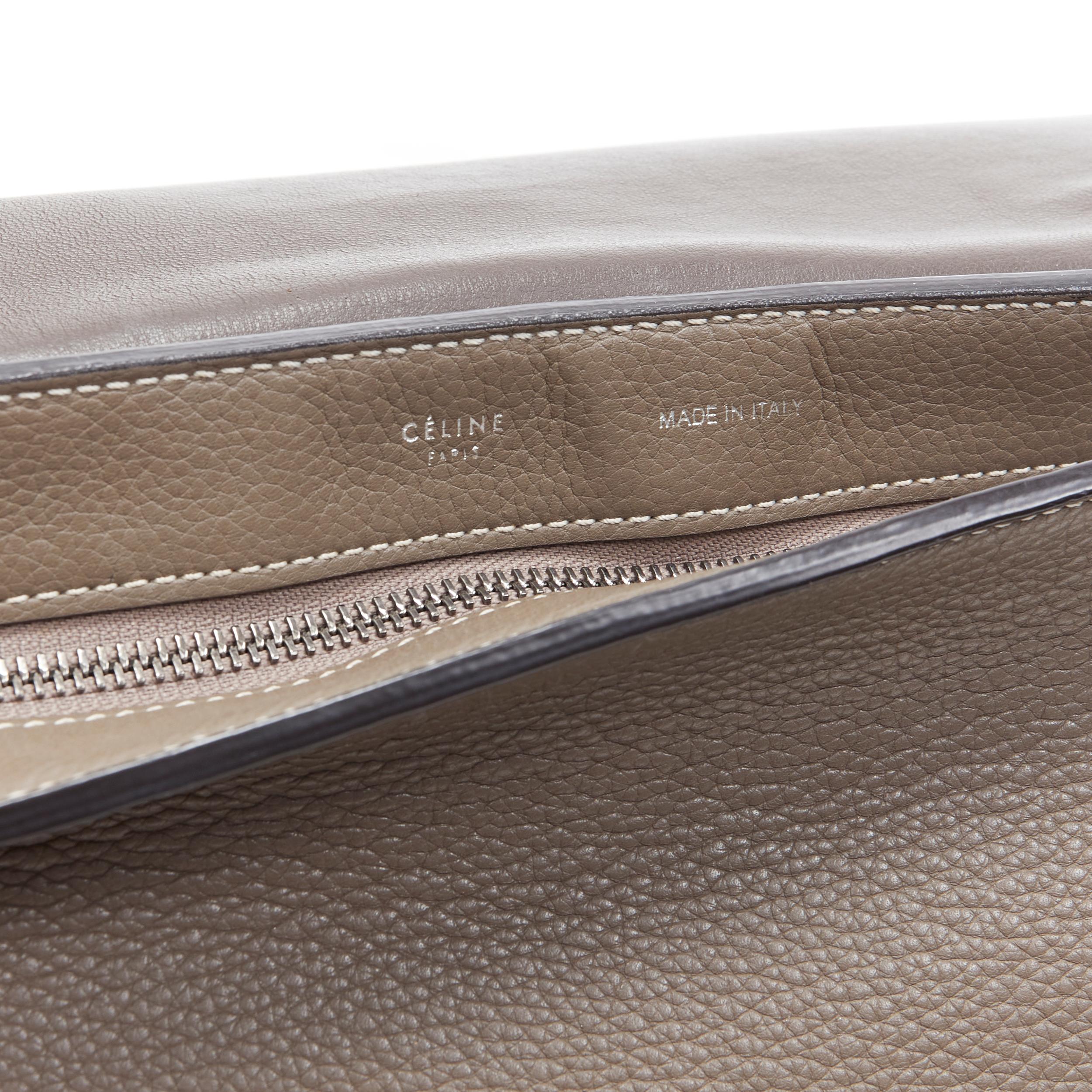 OLD CELINE Trapeze grey leather suede flap top handle flap satchel shoulder bag For Sale 6