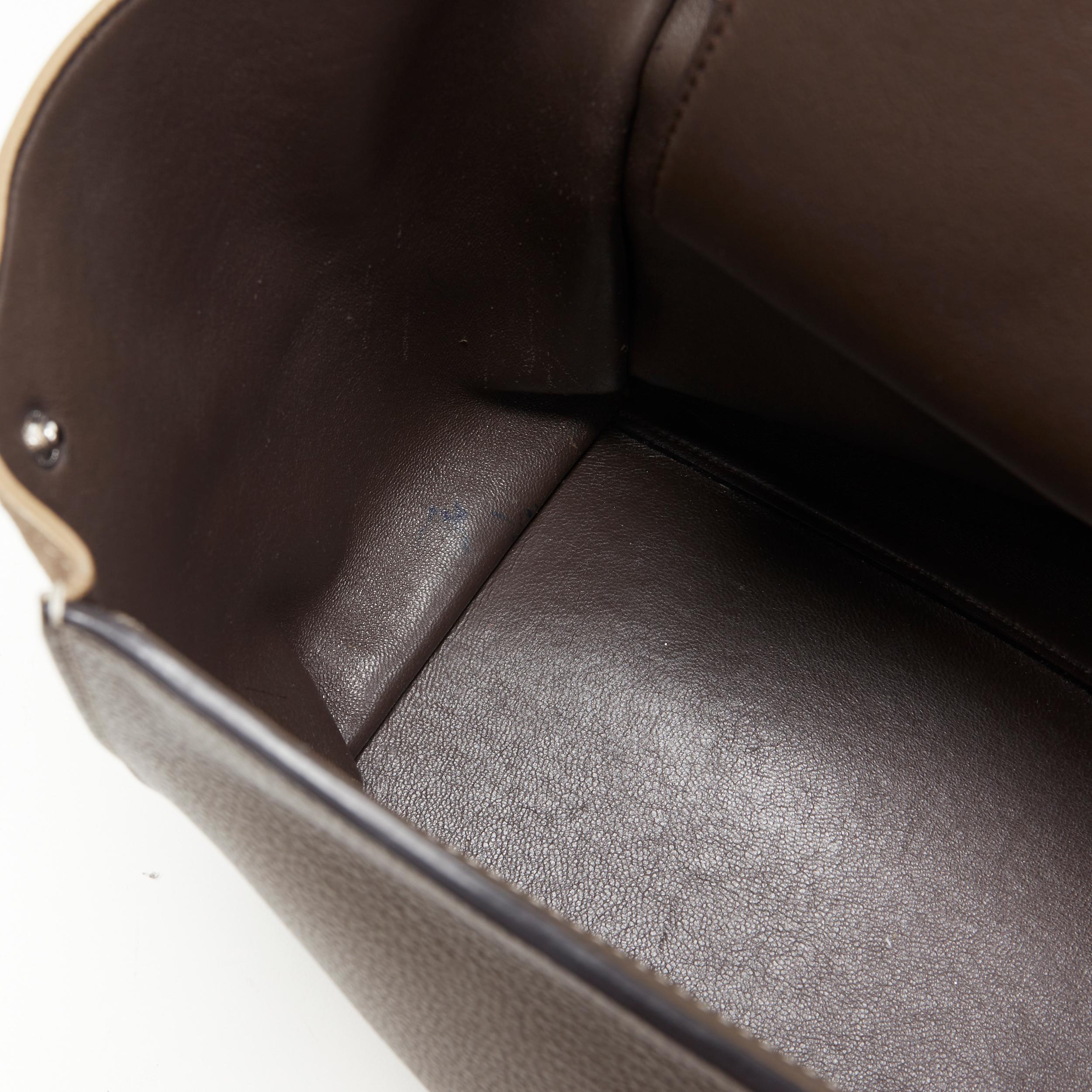 OLD CELINE Trapeze grey leather suede flap top handle flap satchel shoulder bag For Sale 8