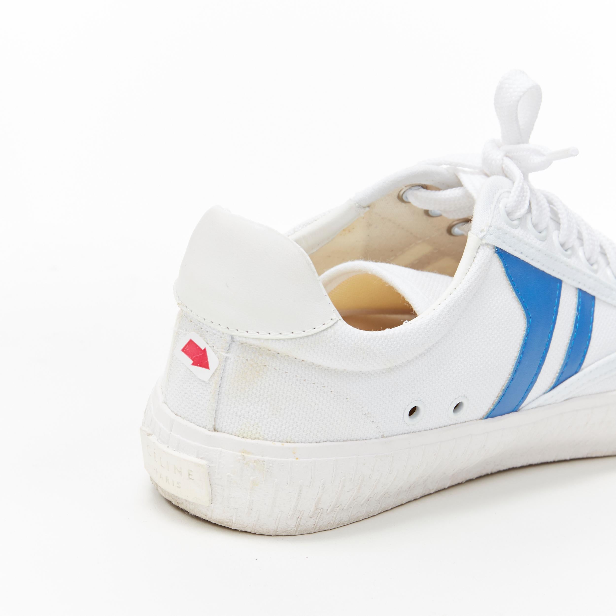 OLD CELINE white blue graphic canvas lace up casusal low top sneakers EU38 2