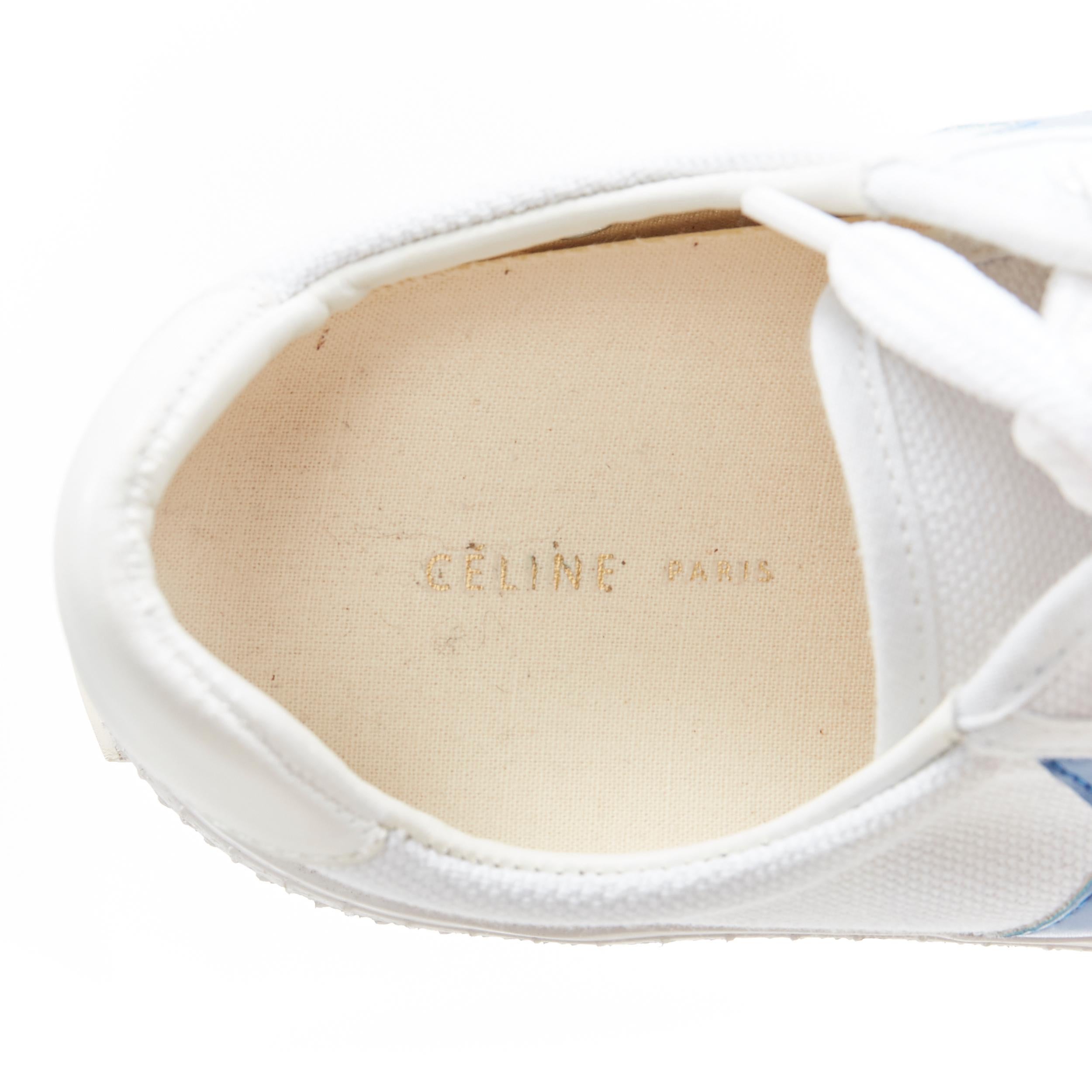 OLD CELINE white blue graphic canvas lace up casusal low top sneakers EU38 4