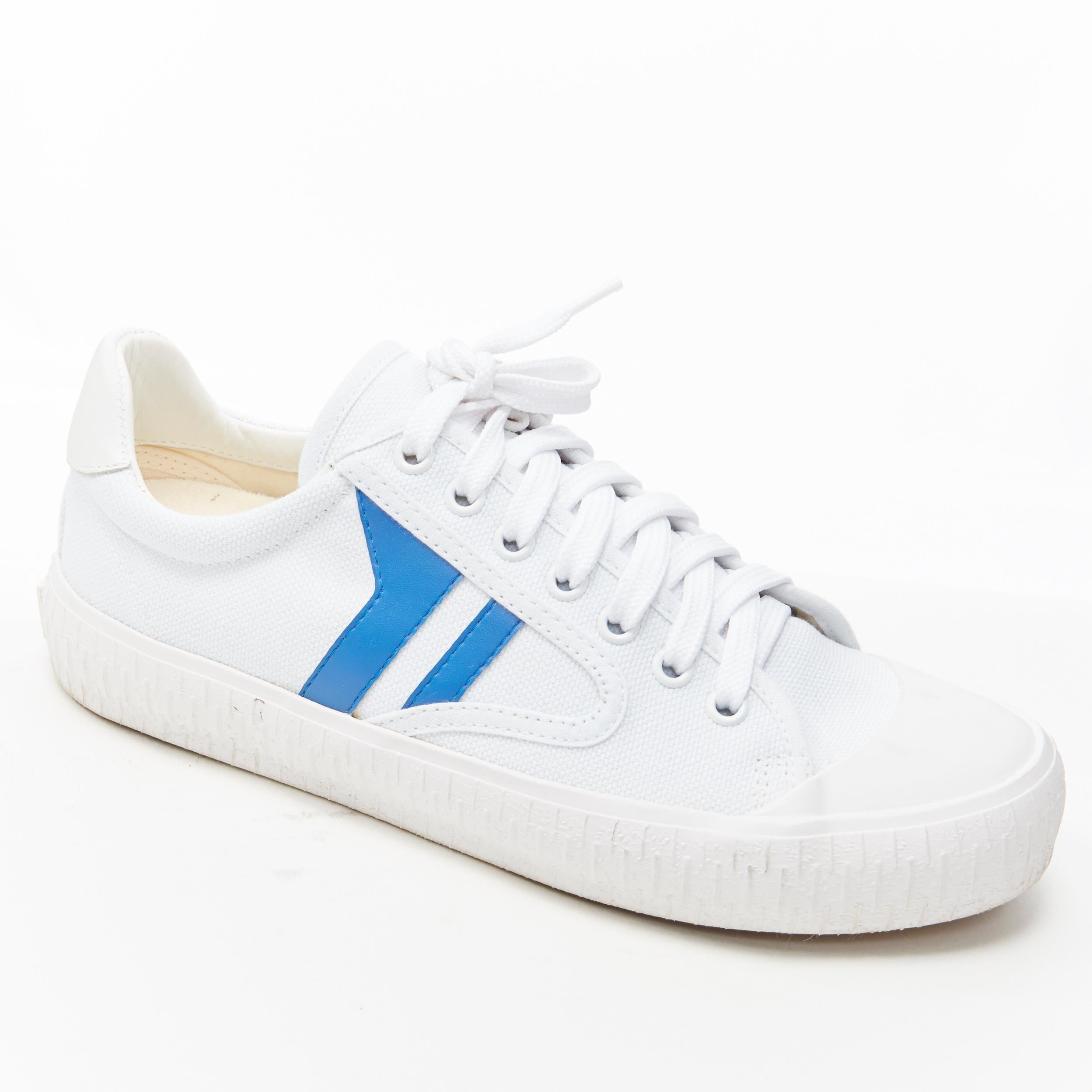 OLD CELINE white blue graphic canvas lace up casusal low top sneakers EU38 1