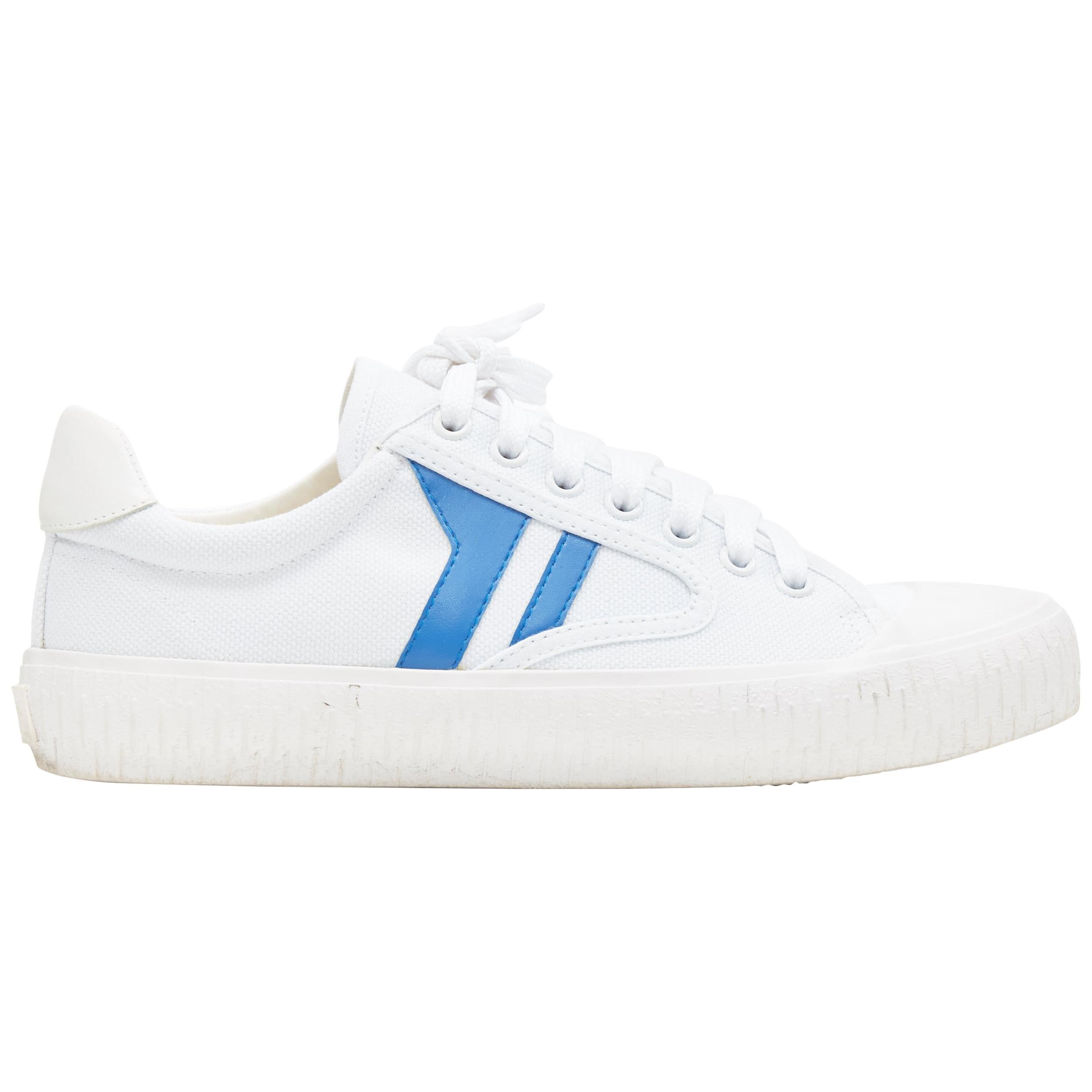 OLD CELINE white blue graphic canvas lace up casusal low top sneakers EU38