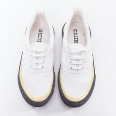 OLD CELINE white yellow trim canvas grey midsole skate sneakers EU37