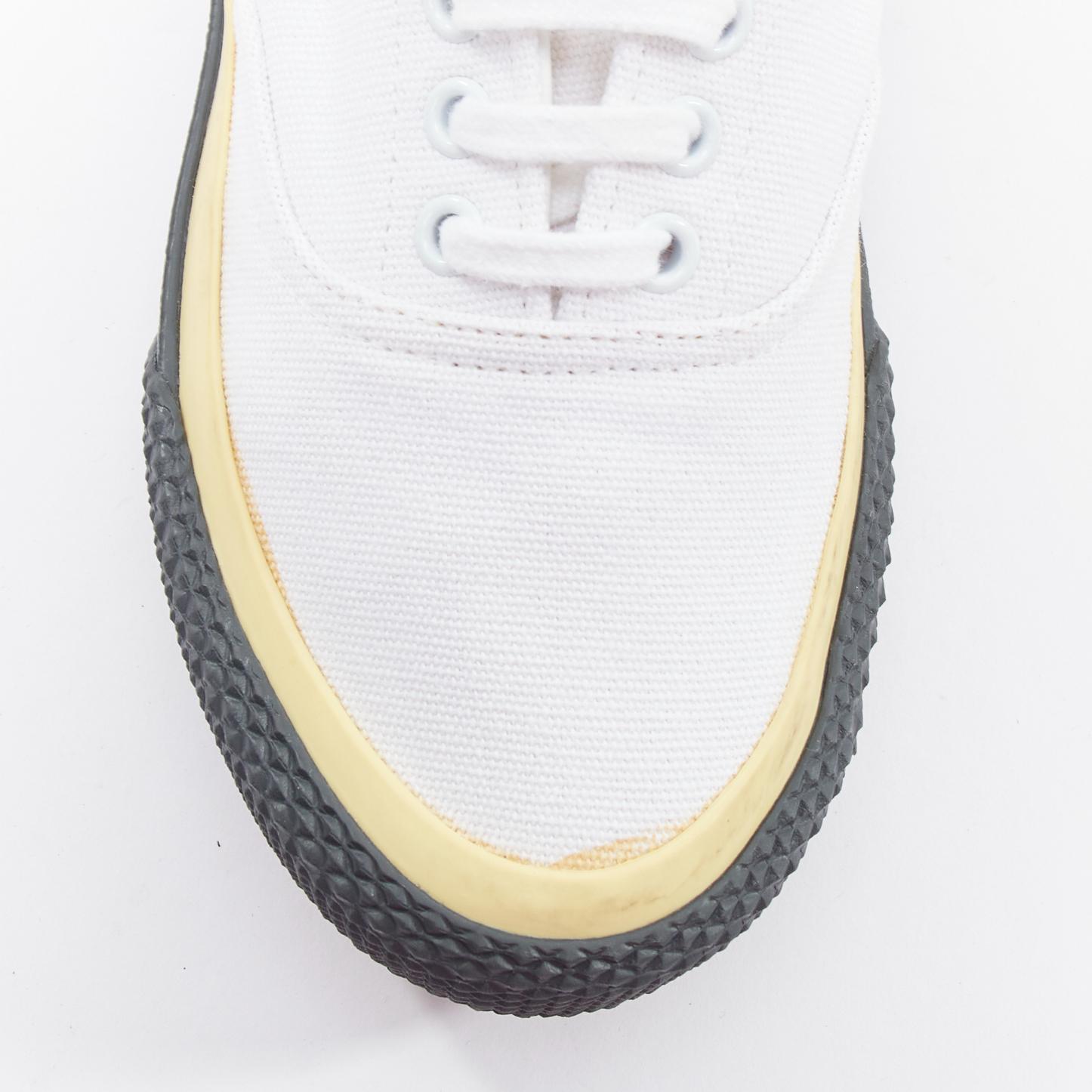 OLD CELINE white yellow trim canvas grey midsole skate sneakers EU37 For Sale 1