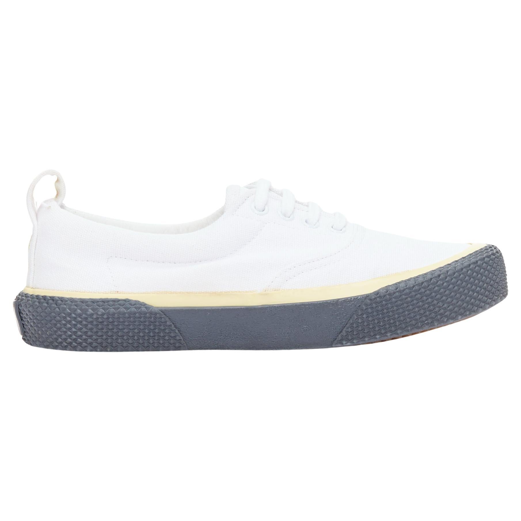 OLD CELINE white yellow trim canvas grey midsole skate sneakers EU37 For Sale