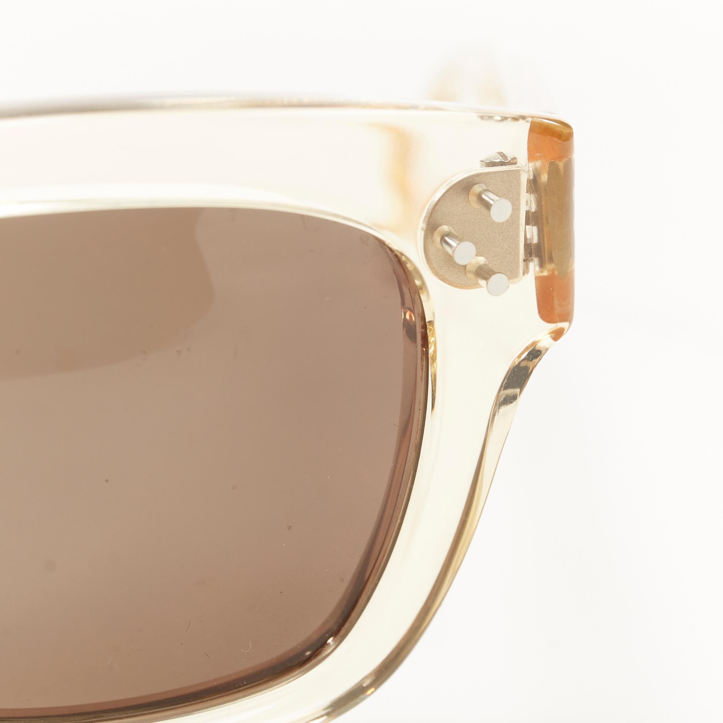 Beige OLD CELINE yellow clear PVC frame grey lens square summer sunglasses