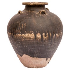 Ancienne jarre en céramique de Thaïlande du Nord. XIVe - XVIe siècle. 36,37 cm de haut