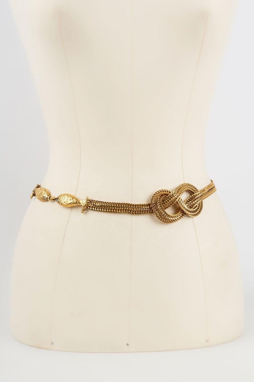 Women's Old Chanel Golden Metal Fish Belt For Sale