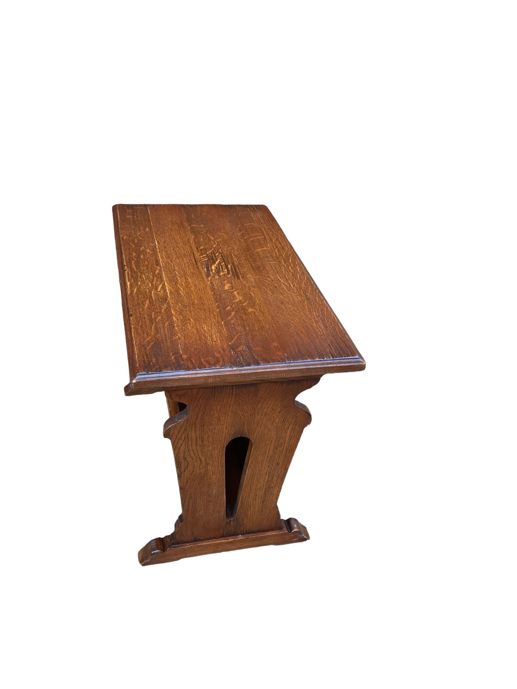 Rustic Old Charm Carved Oak small coffee, side table Magazine Rack