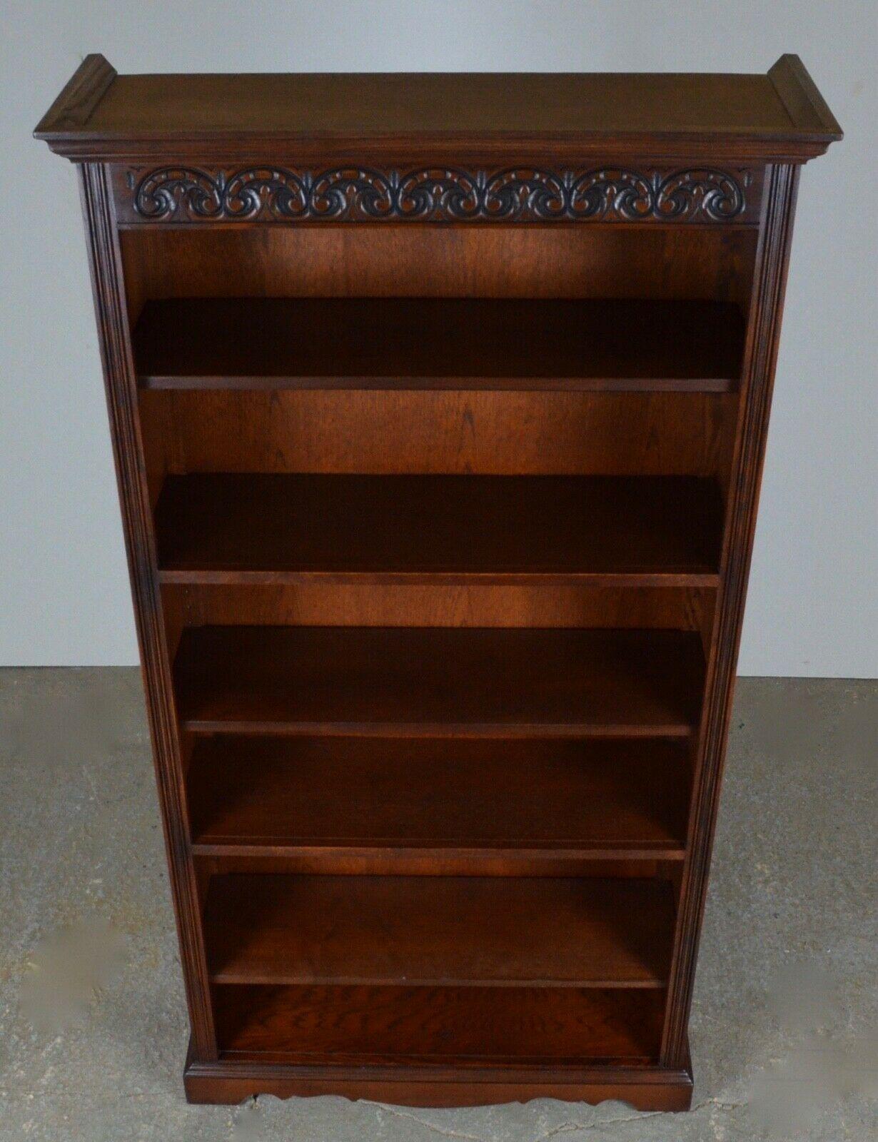 Old Charm Made in England Oak Timber Library Bookcases Adjustable Shelves 4