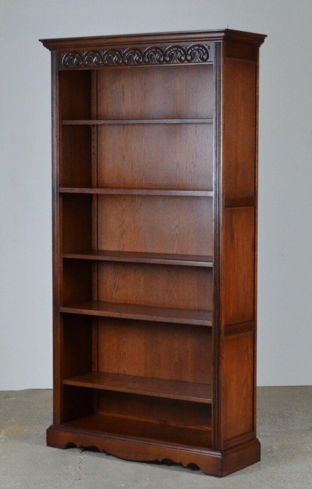 English Old Charm Made in England Oak Timber Library Bookcases Adjustable Shelves