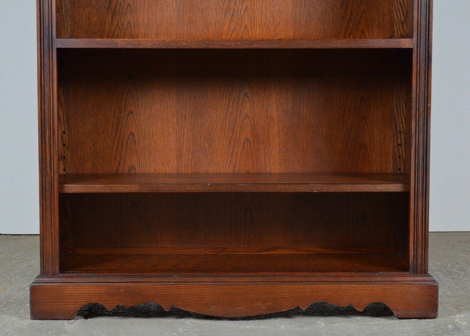 Old Charm Made in England Oak Timber Library Bookcases Adjustable Shelves 3
