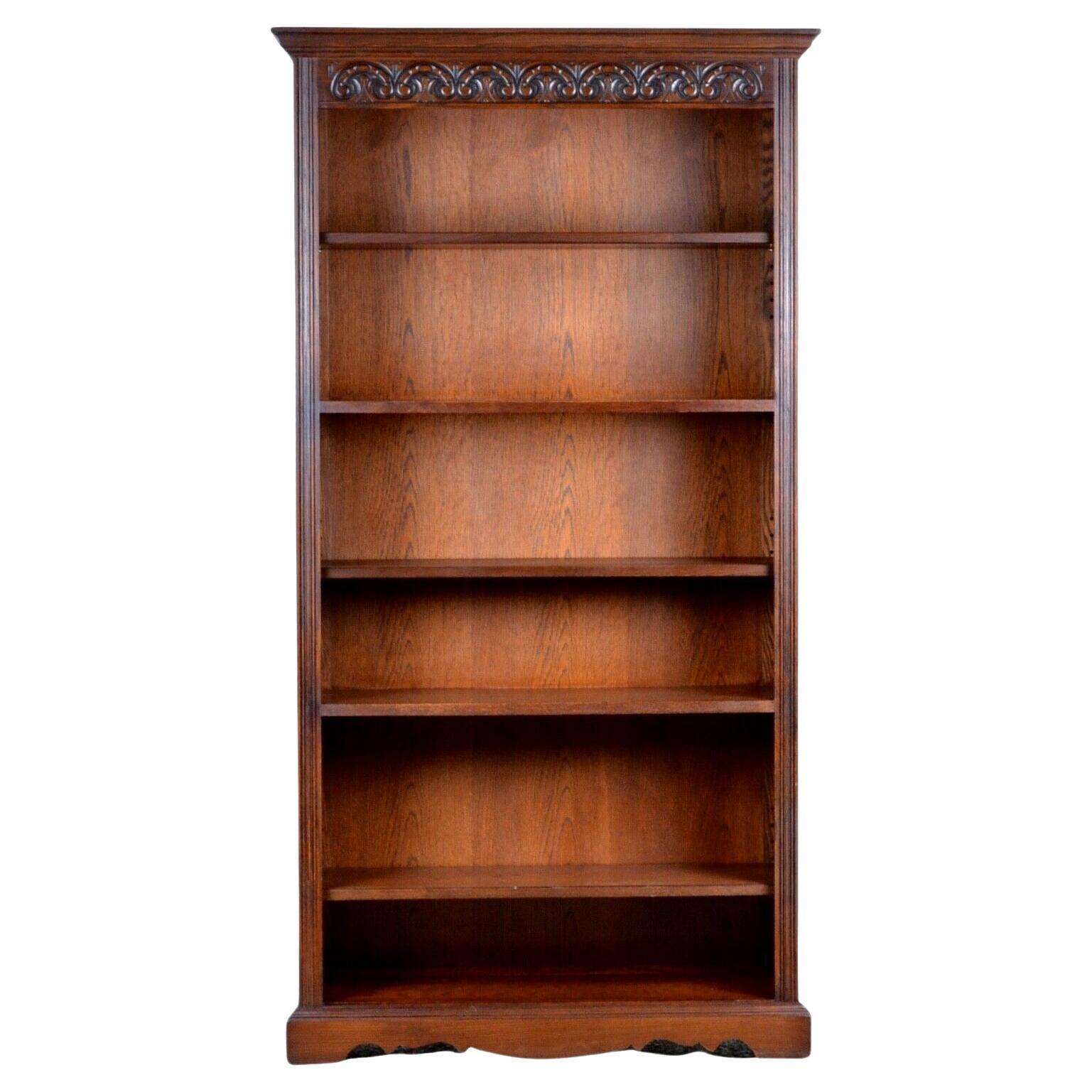 Old Charm Made in England Oak Timber Library Bookcases Adjustable Shelves
