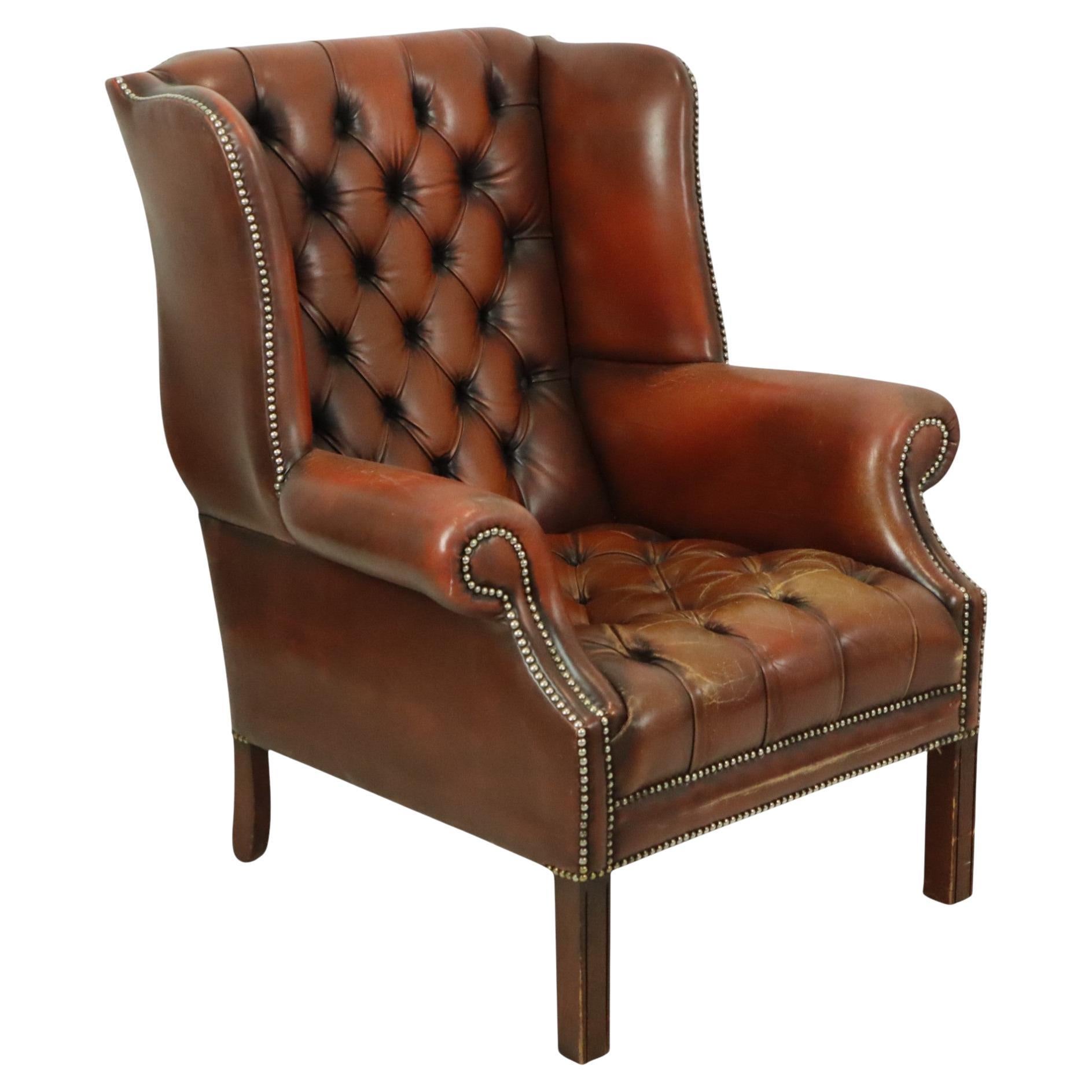 Sillón Chesterfield Antiguo Sillón de cuero marrón