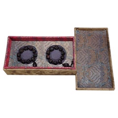 Old Chinese Agarwood Carving Buddha Disciple Beads Bracelets Pair