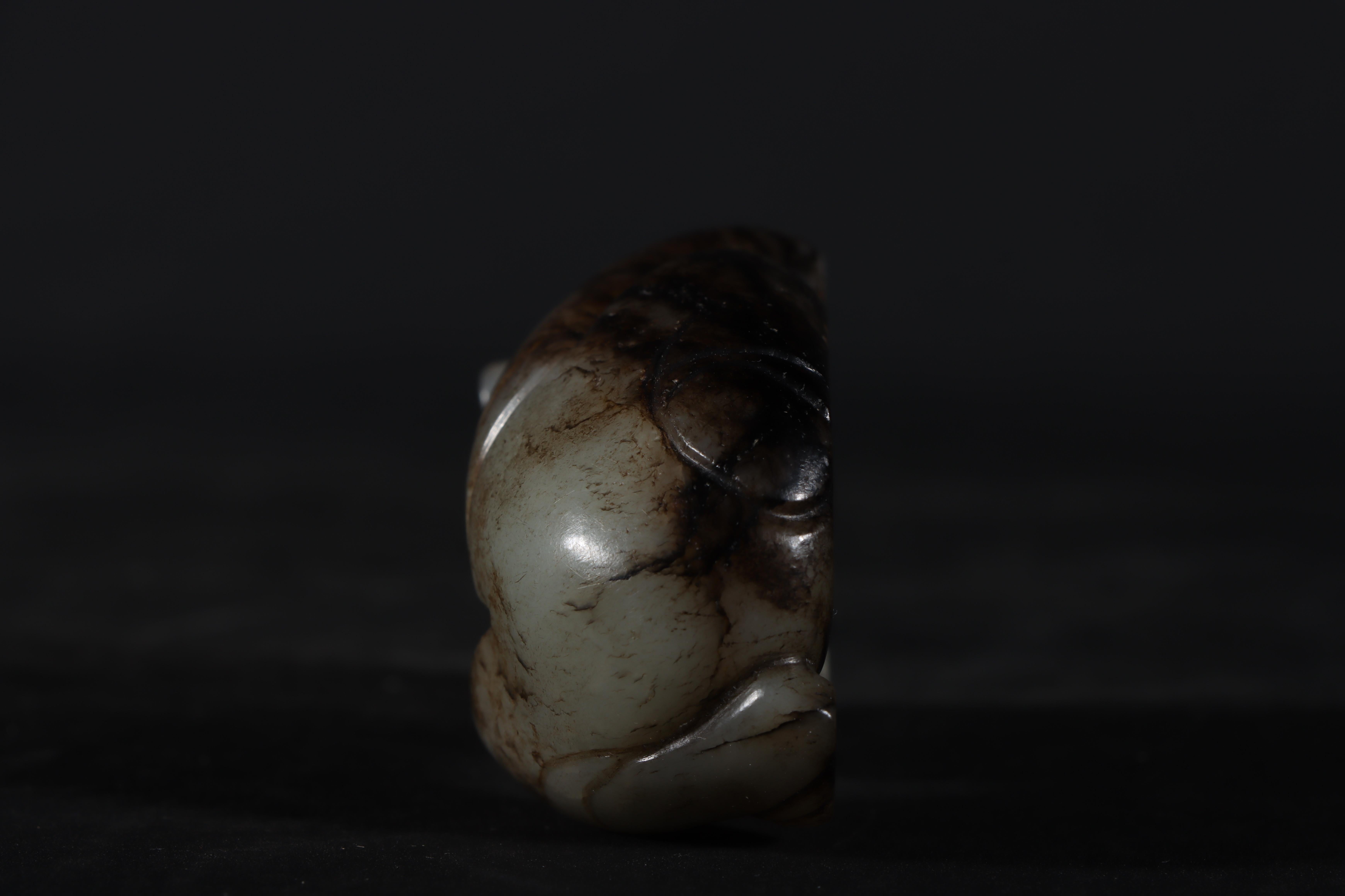 Old Chinese Art Jade Carving Laying Figurine with Animal Body Sculpture 6