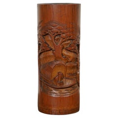 VASE DE FLOWER DE CHINESE BAMBOO BRUSH DRiED 