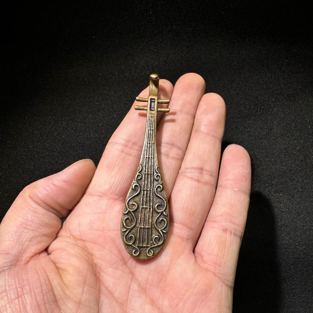 Old Chinese Bronze Musical Instrument Pipa For Sale 2