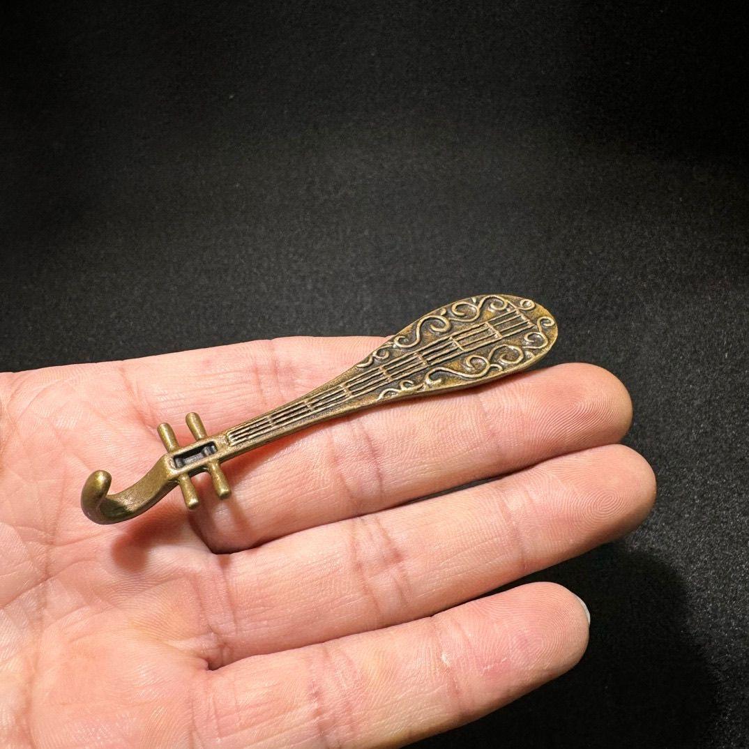 Old Chinese Bronze Musical Instrument Pipa For Sale 3