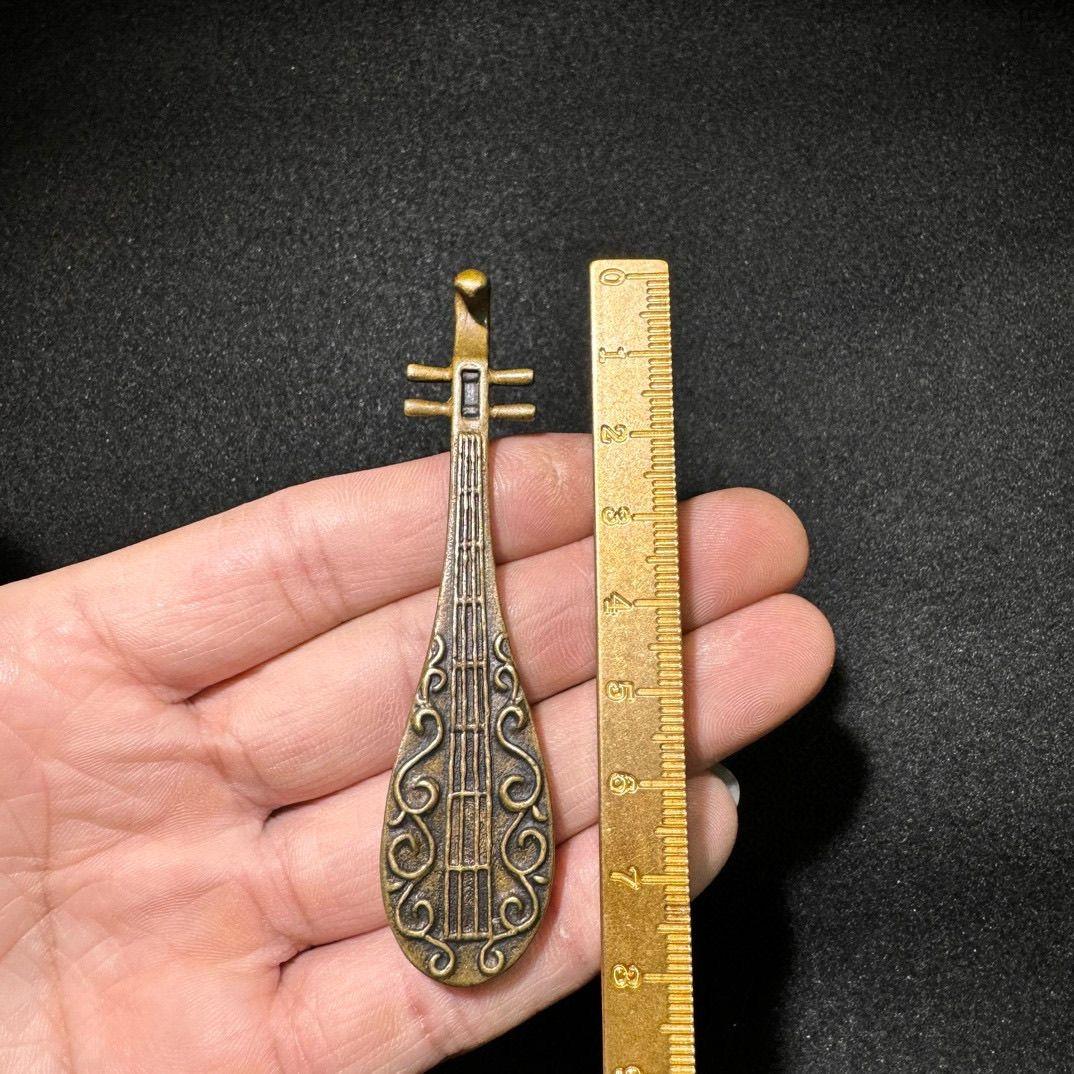 Old Chinese Bronze Musical Instrument Pipa For Sale 4