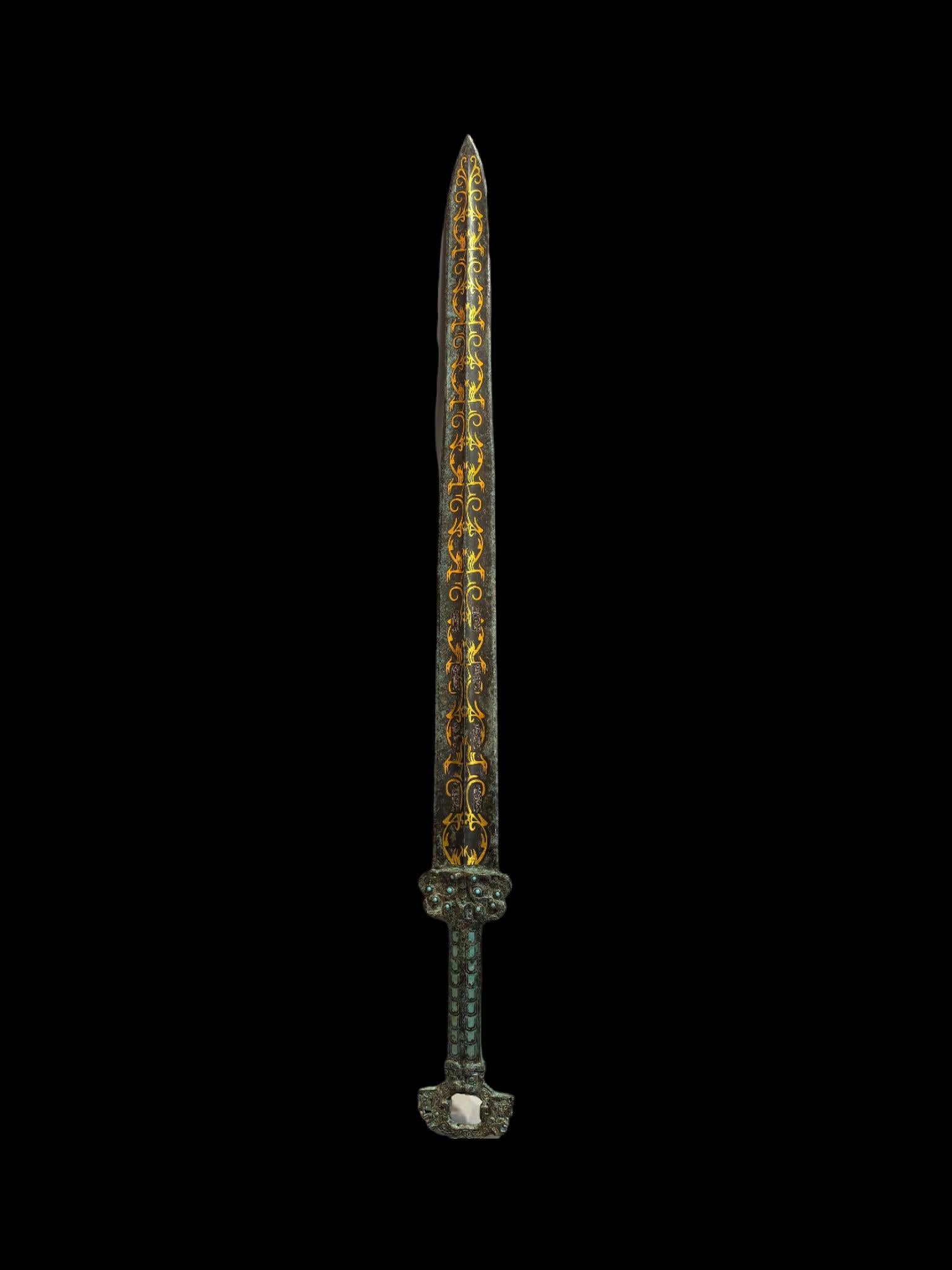 The old Chinese Bronze Sword with Characters and Old Patterns is a fascinating and valuable artifact that not only reflects ancient Chinese craftsmanship but also provides a glimpse into the culture, military history, and symbolism of the time.