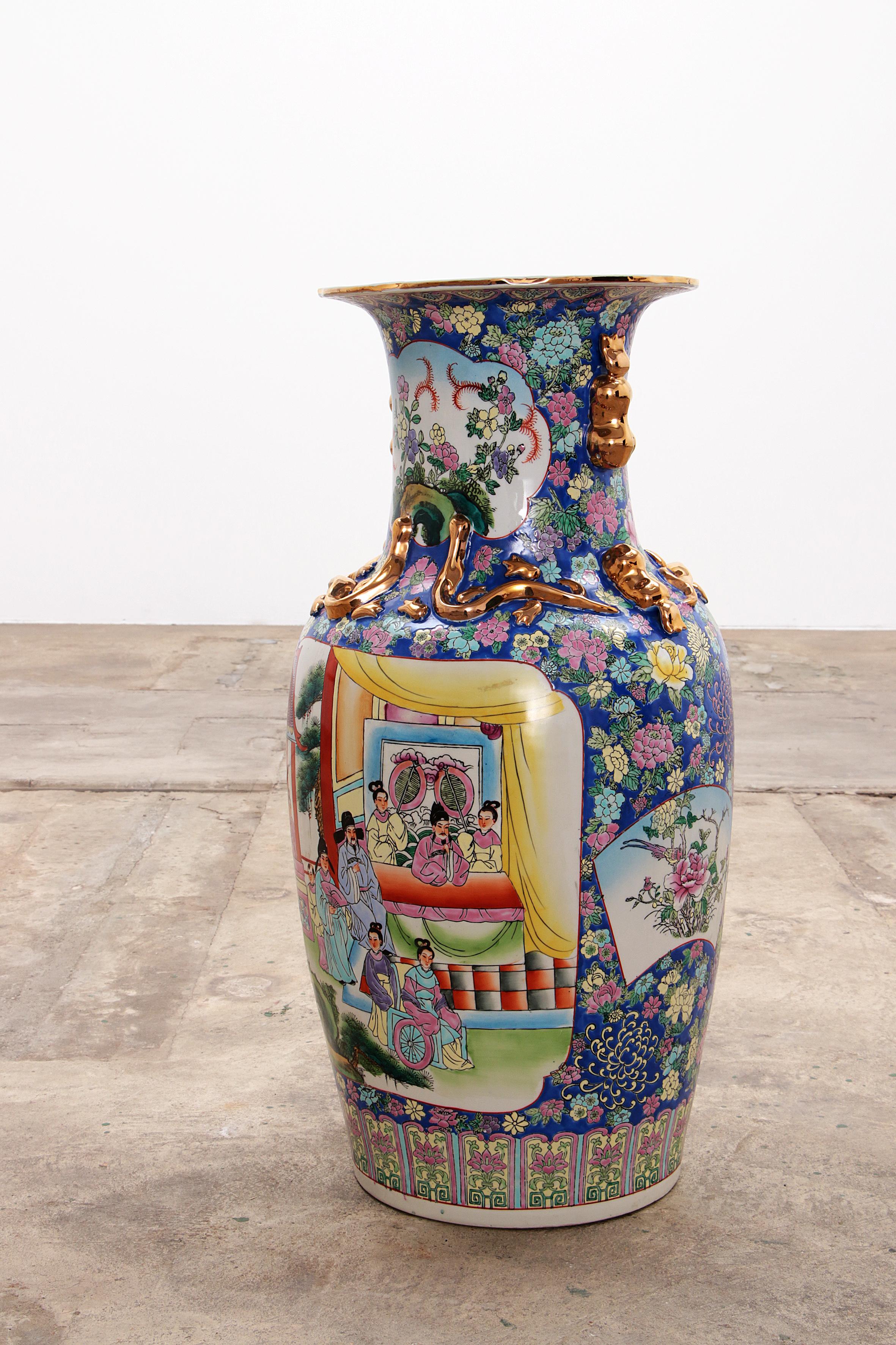 Old Chinese Ceramic Hand Painted Vase For Sale 1