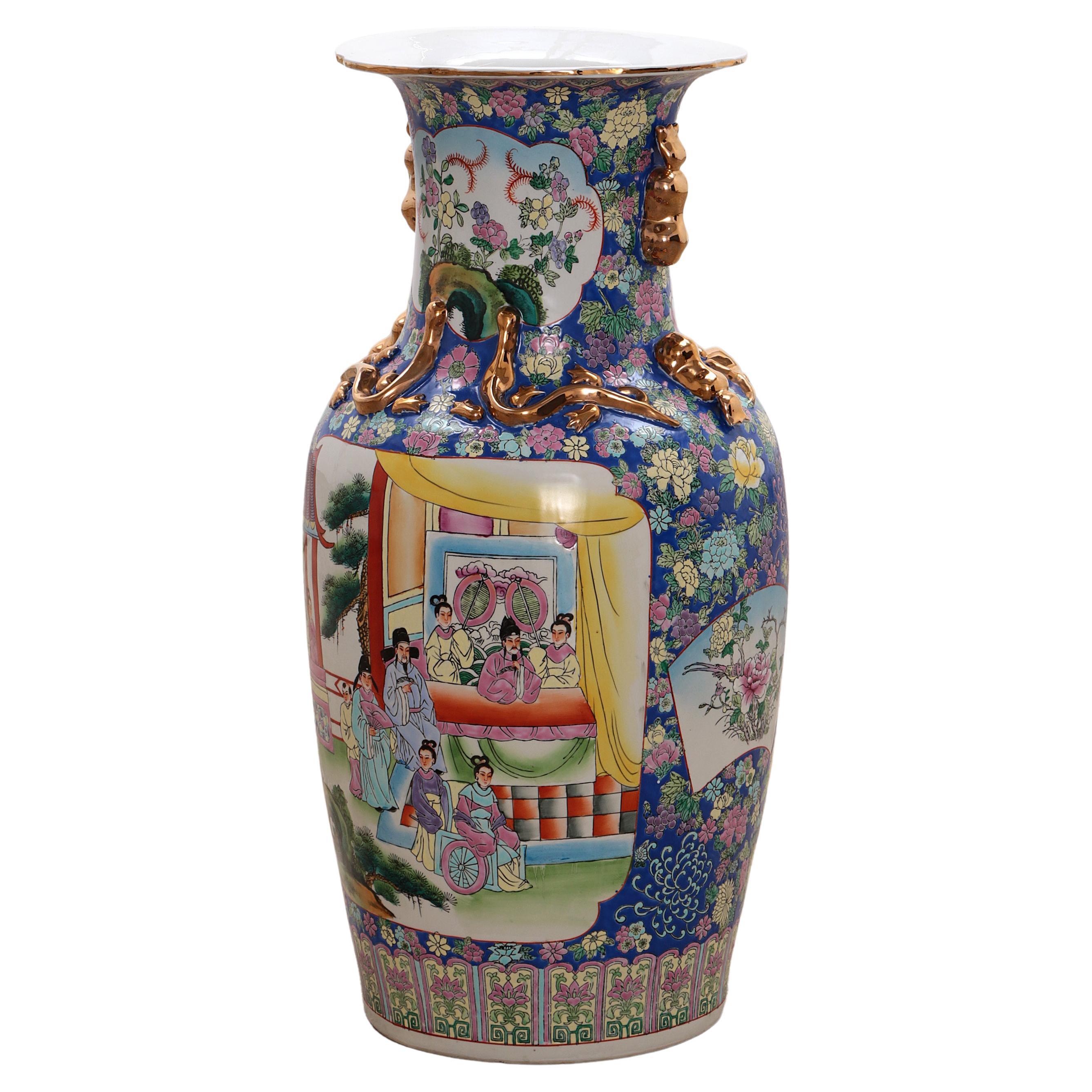 Antico vaso cinese in ceramica dipinto a mano, 1920