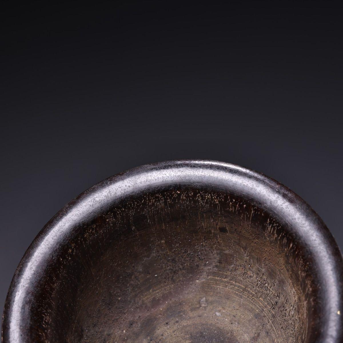 Old Chinese Engraved Ox Horn Heart Sutra Bowl For Sale 3