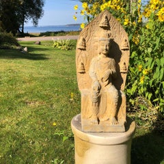 Old Garden Stone Guan Yin Buddha with Lovely Face