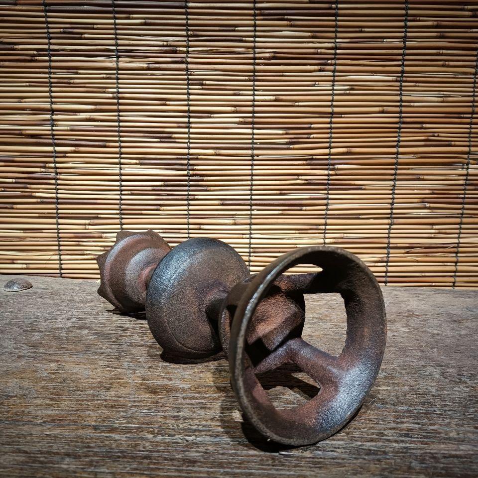Old Chinese Iron Lotus Flower Style Candle Holder For Sale 2