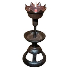 Old Chinese Iron Lotus Flower Style Candle Holder