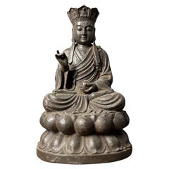 Old Chinese Iron Sitting Kṣitigarbha Bodhisattva Buddha Statue