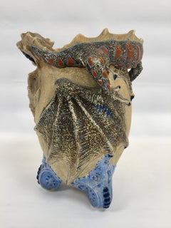 Old Chinese Multi-Color Porcelain Winged Dragon Vase, circa 1850