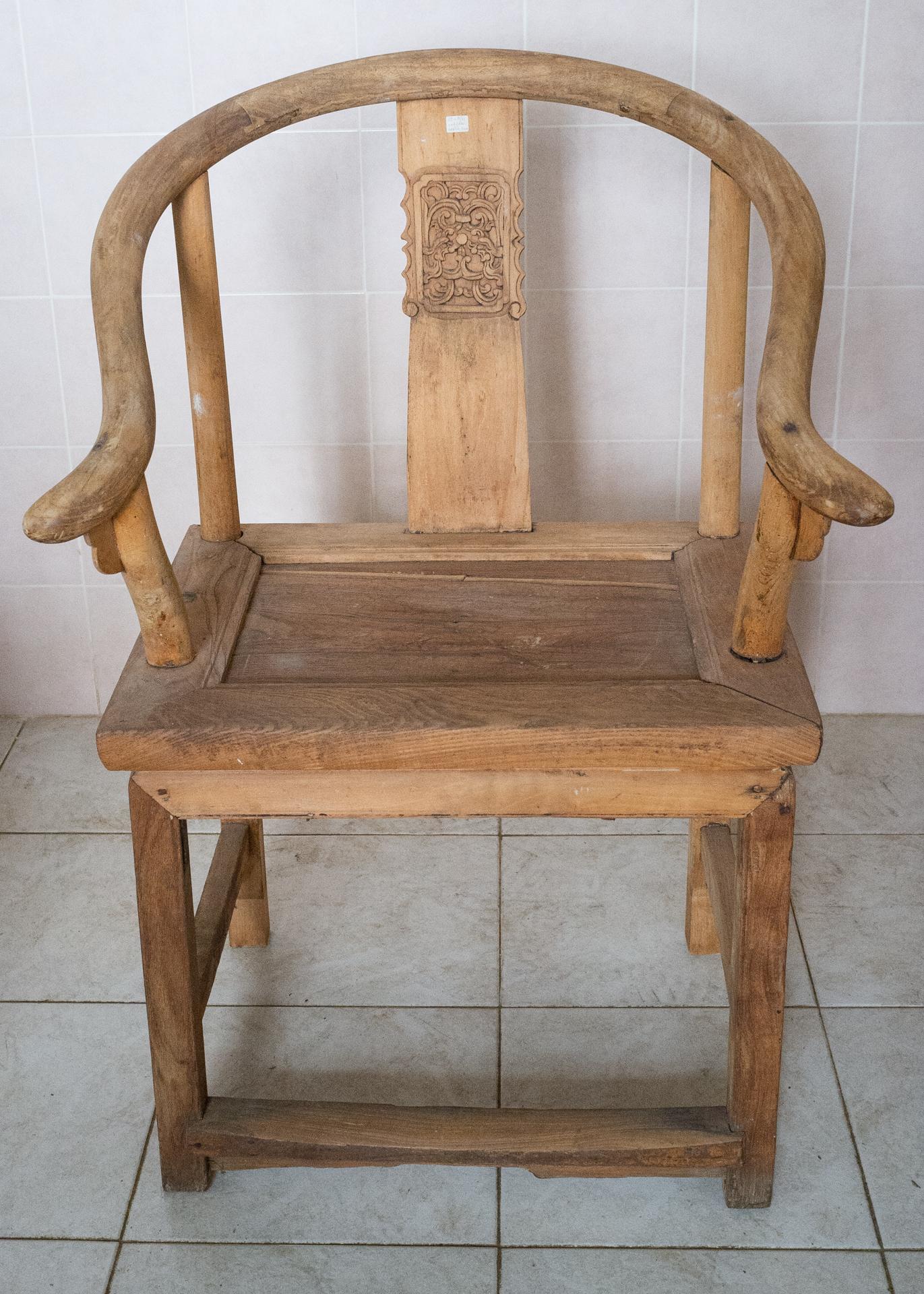 The original finish has been worn away through generations of use, leaving a soft, natural organic feel to the chairs.
Rear legs have a piece added years ago due to wear: but I didn't want to repaint because I find them beautiful, so natural and
