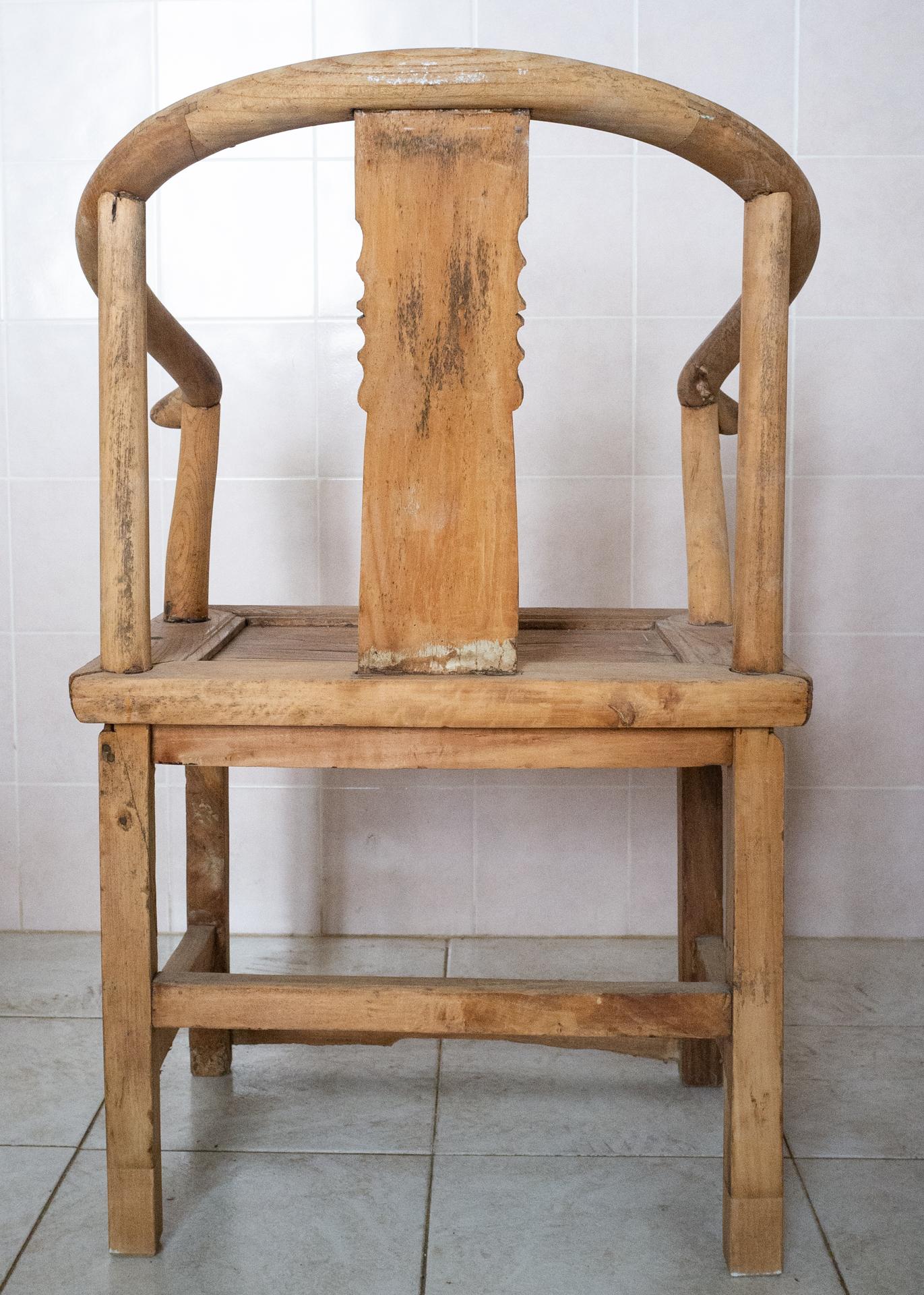 Chinese Export Pair of Old Rough Chinese Chairs  For Sale