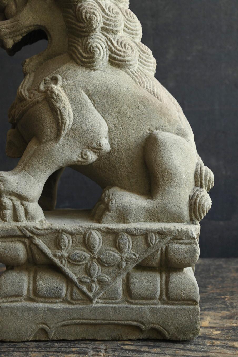 Old Chinese stone carved lion typeA /Early 20th century/Garden ornament For Sale 4