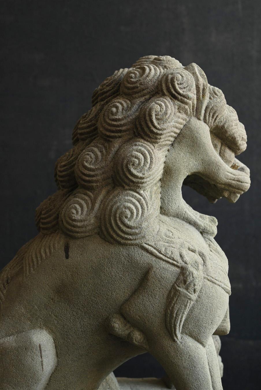 Old Chinese stone carved lion typeA /Early 20th century/Garden ornament For Sale 5